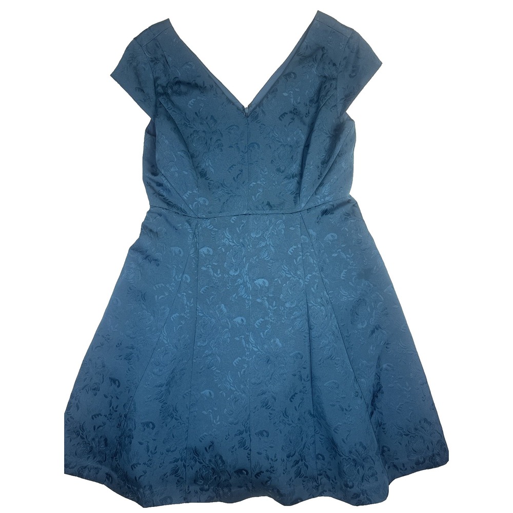 Alex Marie Blue Floral Jacquard Fit & Flare Cocktail Dress Size 14 Wedding Guest
